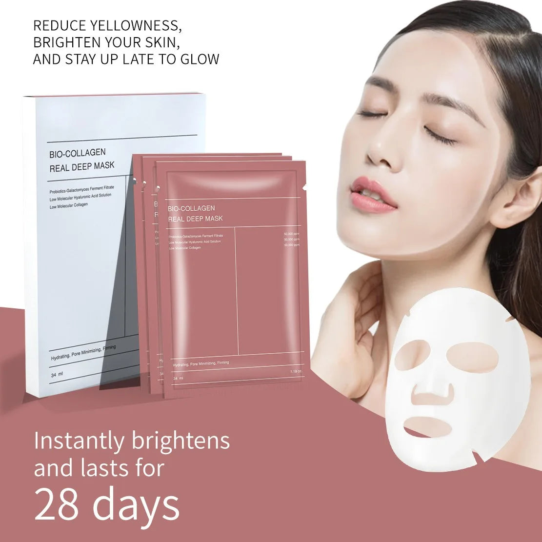 LUMIRELAX Bio Collagen Face Mask - Hydrating Sheet Masks (1/4/10 Pack)